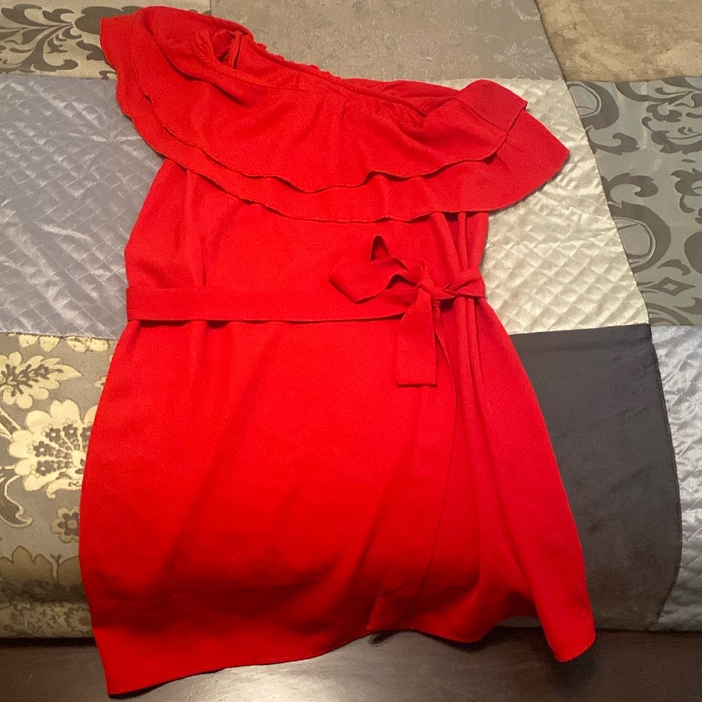 Elegant Red Ruffle Mini Dress
